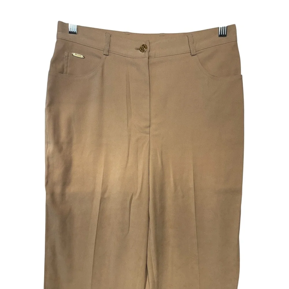 ST JOHN SPORT Women Camel Tan Straight Leg Pants Classic‎ Chic Professional Sz 4